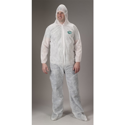 ZoneGard Coverall, zipper, attached hood, boots, elastic wrists, 25PK